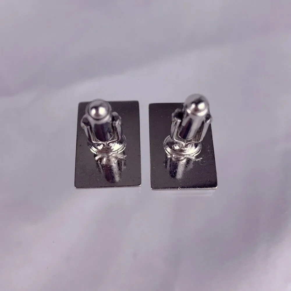 G Initial Monogram Cufflinks Block Letter Silver Tone Textured Anson Vintage K1